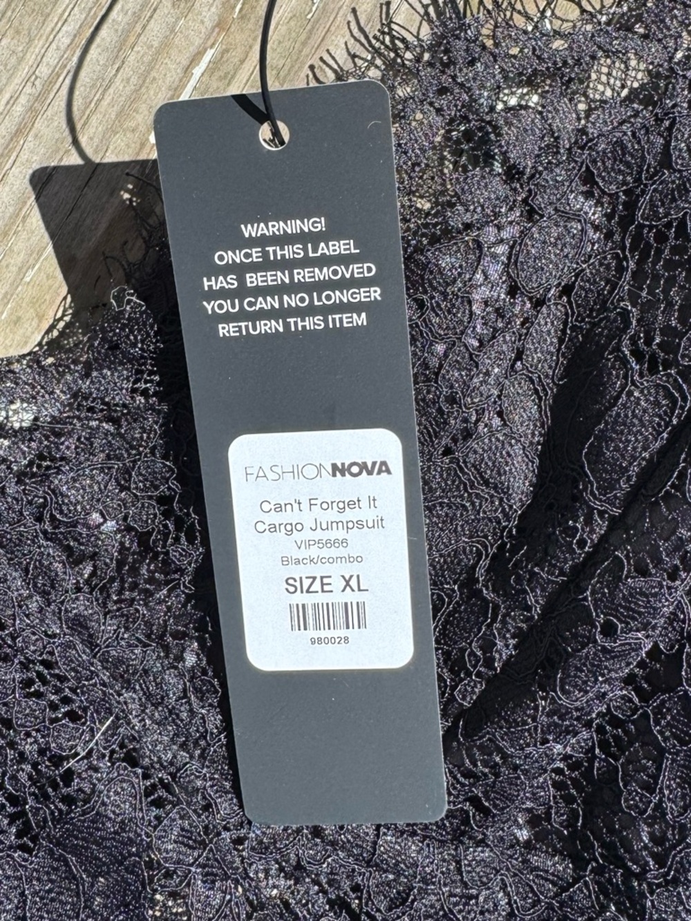 NWT Fashion Nova Lace Cargo Jumpsuit Size XL - Picture 8 of 8